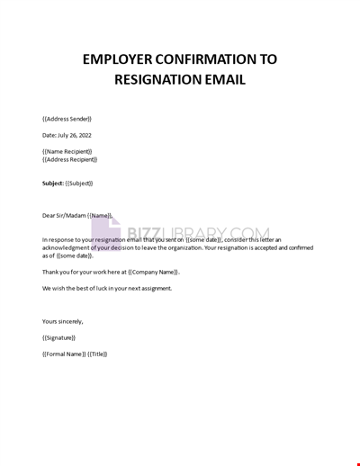 Resignation acknowledgement letter