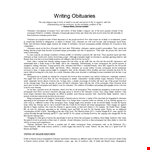 Obituaries Death Notice example document template