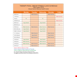 Fitness Therapy Schedule Template - Water, Exercise Classes, Stretch example document template