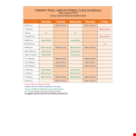 Fitness Therapy Schedule Template - Water, Exercise Classes, Stretch | [Company Name] example document template