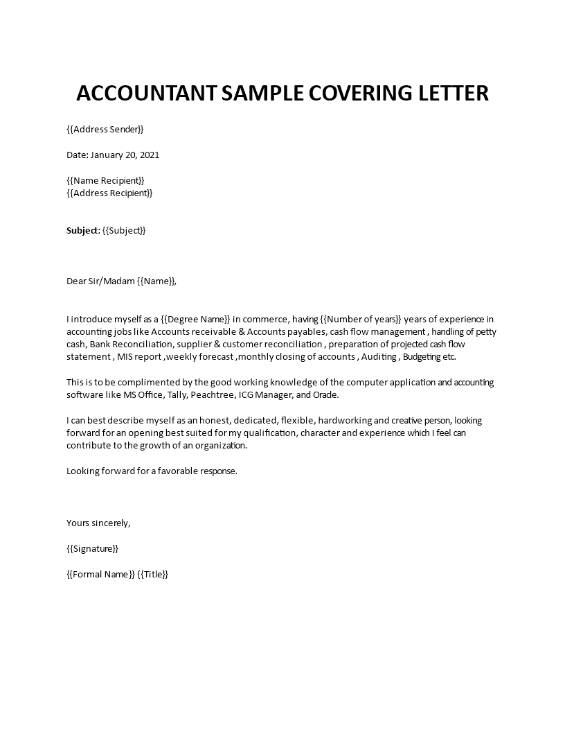 accountant sample covering letter