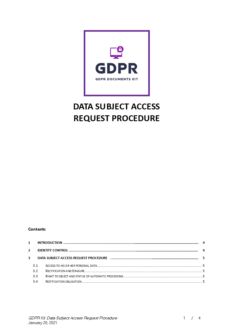 data subject access request procedure