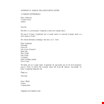 Employment Visa Job Application Letter example document template 