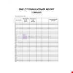 Employee daily activity report template example document template