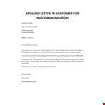 Apology letter to customer for misunderstanding example document template