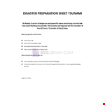 Disaster Preparation Sheet Tsunami example document template 