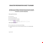 Disaster Preparation Sheet Tsunami example document template