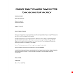 Finance Analyst sample cover letter example document template