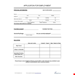 Job Employment Application Form Template example document template