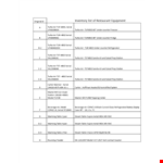 Restaurant Equipment Inventory List Template - Manage Model, Serial, and Turbo Effortlessly example document template