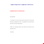 Sample Rejection Letter for Job Applicants example document template 