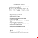 Technical Artist Job Description example document template