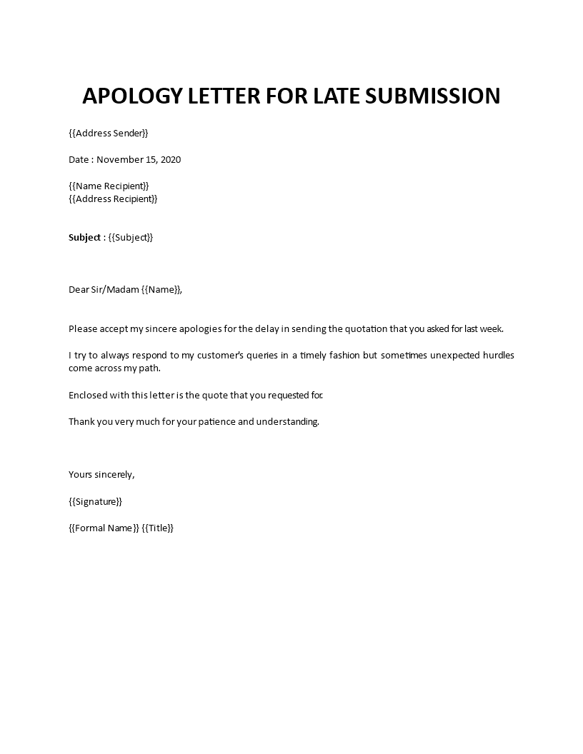 formal letter for assignment submission