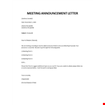 Meeting announcement and invitation letter example document template