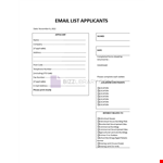 Email List Applicants example document template