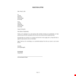 Rejection Letter example document template