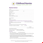 Childhood Nanny Contract example document template