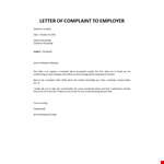 Letter of complaint to employer example document template