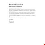 Request for Sick Leave: Email Template for a Month of Leave example document template