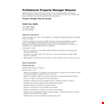 Professional Property Manager Resume example document template
