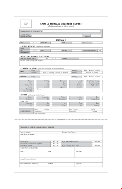 Medical Assistant Incident Report - Documenting Medical Patient Incidents