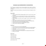 Insurance Sales Rep Job Description example document template