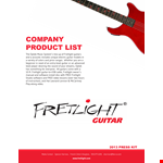 Product List Template For Company | Guitar Learning | Fretlight Guitars example document template