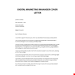 Digital marketing cover letter example document template