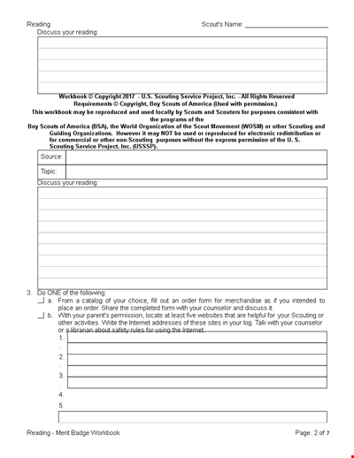 Reading Workbook Template