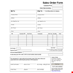 Sales Order Form