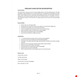 Freelance Audio Editor Job Description example document template