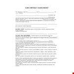 Subcontractor Agreement: Contractor Obligations & Responsibilities - Section on Subcontractors example document template