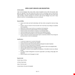 Open Client Services Job Description example document template
