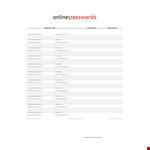 Password List Template - Manage Website Passwords & Usernames Online example document template