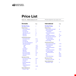 Price List Chart example document template
