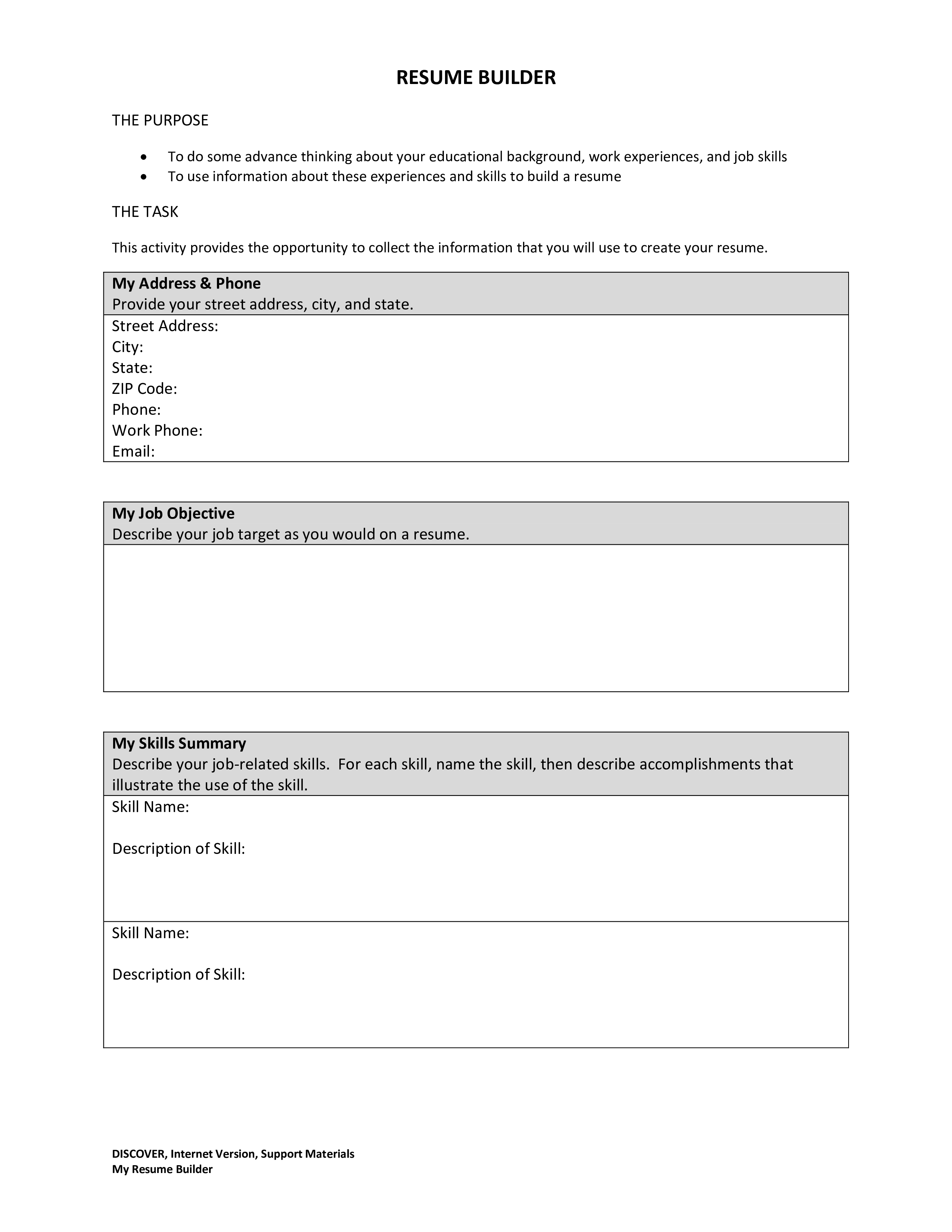 Resume Builder Template Resume Builder Template