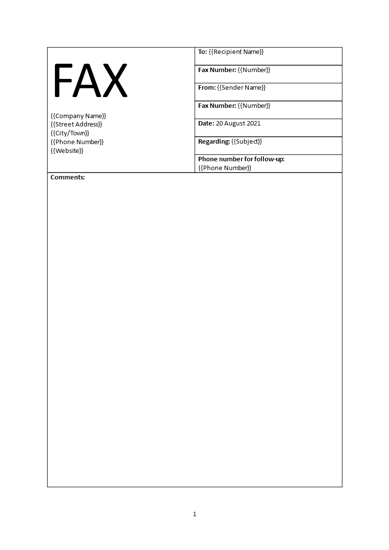 blank fax cover sheet