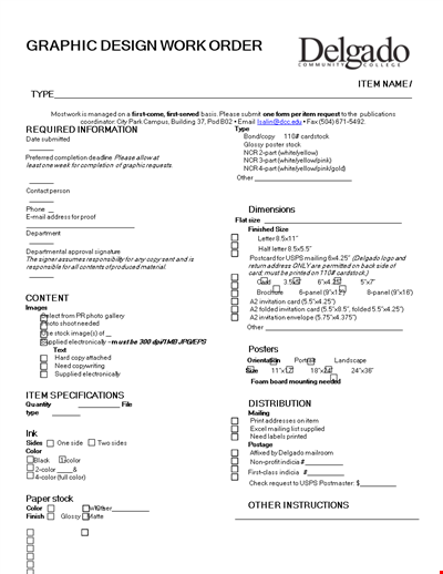 Design Work Order Form