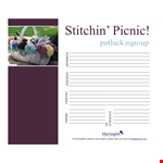 Potluck Sign Up Sheet - Organize Your Picnic or Stitching Potluck example document template