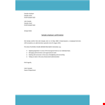 Confirmation of Employment Letter Sample for Study Programs & Occupation example document template