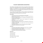 IT Security Administrator Job Description example document template