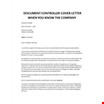 Document controller cover letter example document template