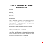 Used Car Manager cover letter example document template 