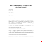 Used Car Manager cover letter example document template