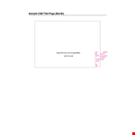 Cse Title Page example document template