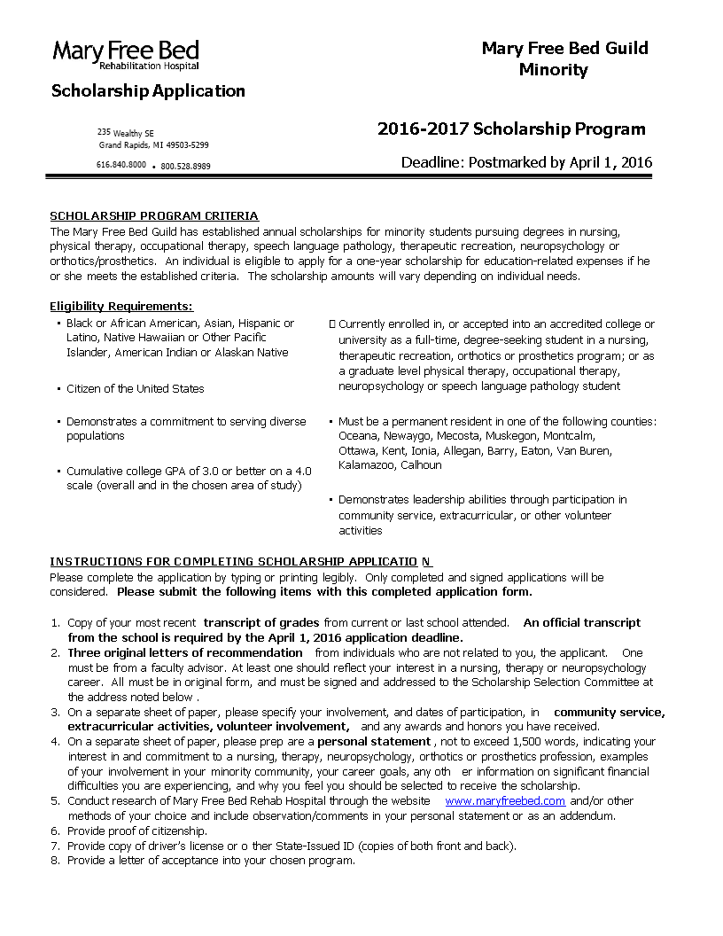 Printable Scholarship Application - Apply for Scholarships Easily