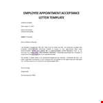 Employee Appointment Acceptance Letter example document template