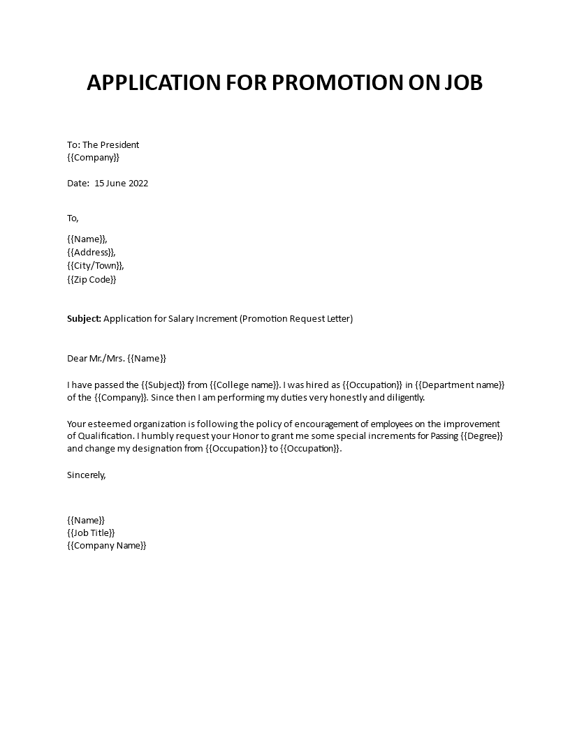 salary application letter