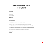 Acknowledgement receipt of documents example document template