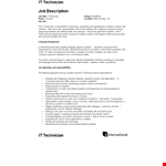 It Computer Techinician Job Description example document template